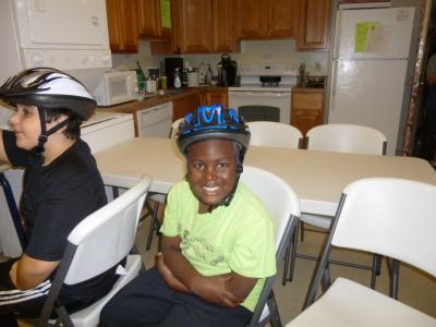 Bicycle Safety Program participant wearing helmet