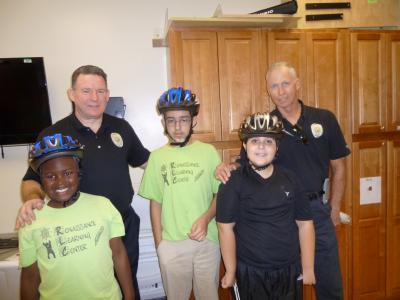 Bicycle Safety Program participants with officers